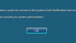 Windows could not connect to the System Event Notification Service